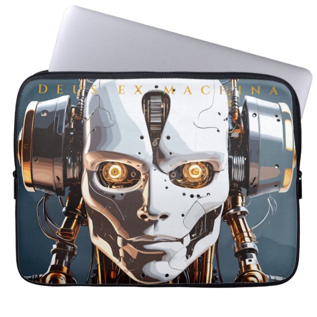 Futuristic White Gold Android Cyborg Face Laptop Fodral (Framsidan)