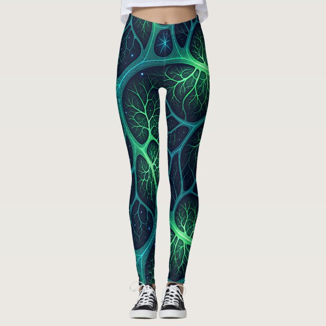 Futuristic Zombie Aesthetic Pattern – Biomechanica Leggings (Framsida)