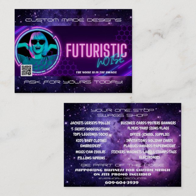 FuturisticNOISE-Affärskort Visitkort (Fram/baksida)