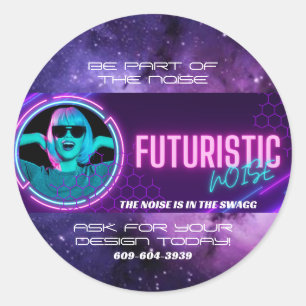 FuturisticNOISE-fästare Runt Klistermärke