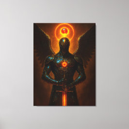 Futuristischer Erzengel des Glutreichs mit Schwert Canvastryck