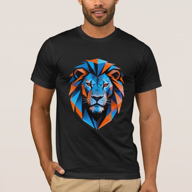 Futuristisk 3D Geometrisk Lejon T-Shirt  (Framsida)