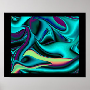 Futuristisk Abstrakt 3D Metallisk Regnbågs Konst Poster