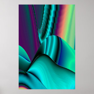 Futuristisk Abstrakt 3D Metallisk Regnbågs Konst Poster