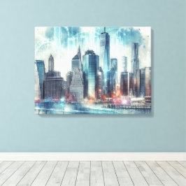 Futuristisk Abstrakt av New York City Canvastryck