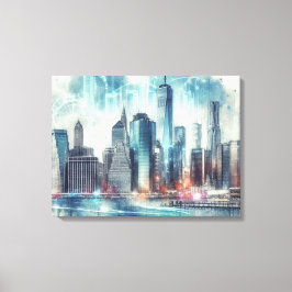 Futuristisk Abstrakt av New York City Canvastryck
