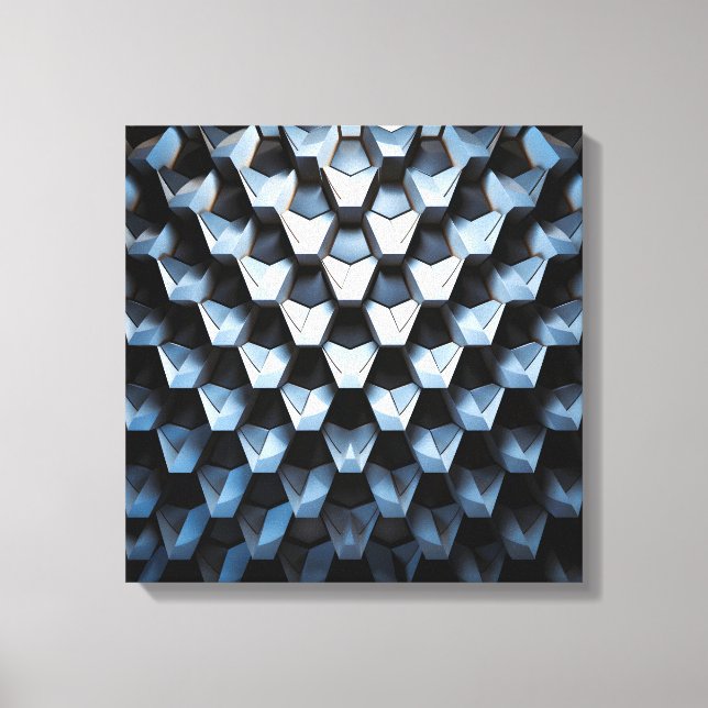 Futuristisk Abstrakt Blå Geometrisk Metallisk  Canvastryck (Framsida)