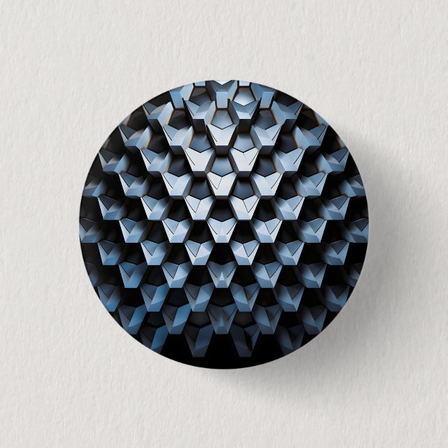 Futuristisk Abstrakt Blå Geometrisk Metallisk  Knapp (Framsida)