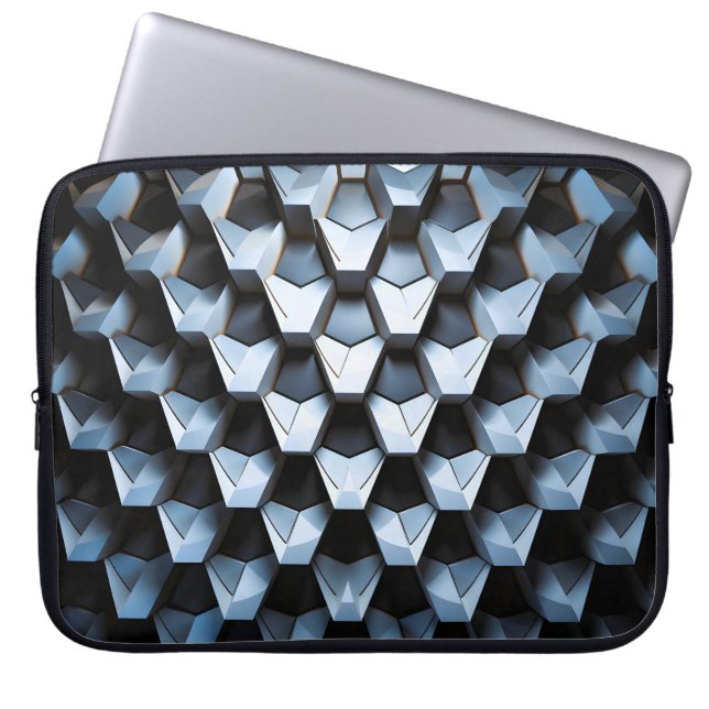 Futuristisk Abstrakt Blå Geometrisk Metallisk  Laptop Fodral (Framsidan)