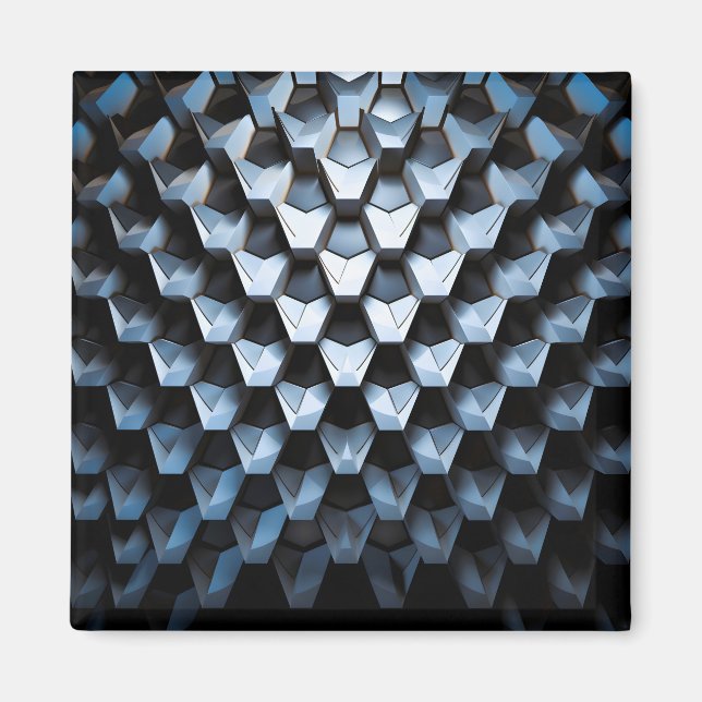 Futuristisk Abstrakt Blå Geometrisk Metallisk  Magnet (Framsidan)