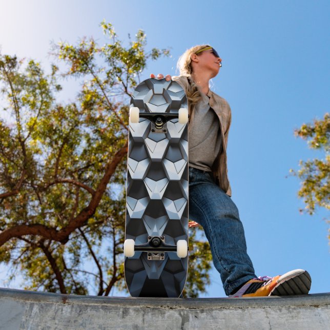 Futuristisk Abstrakt Blå Geometrisk Metallisk Mini Skateboard Bräda 18,5 Cm (Utomhus 1)