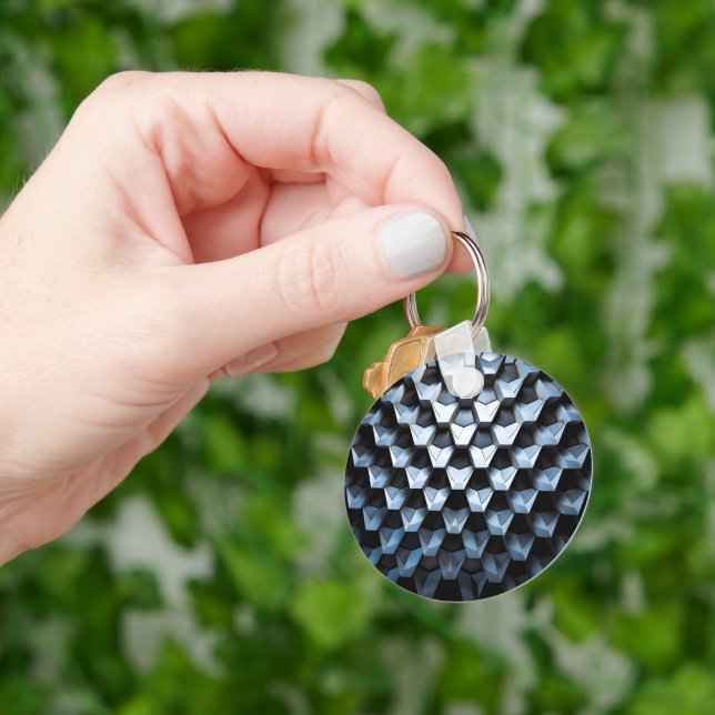 Futuristisk Abstrakt Blå Geometrisk Metallisk  Nyckelring (Hand)