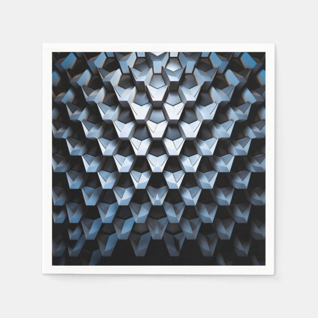 Futuristisk Abstrakt Blå Geometrisk Metallisk  Pappersservett (Framsidan)