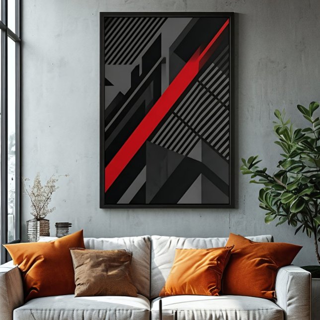 Futuristisk Abstrakt Röd Svart Poster (Skapare uppladdad)