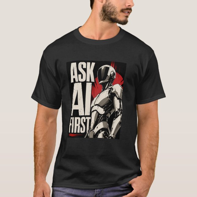 Futuristisk AI-robot humanoid teknikdesign T Shirt (Framsida)