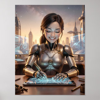 Futuristisk Androiddesigner Drömplakat Poster