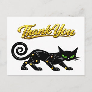Futuristisk Atomisk Steampunk Svart Katt Tack Vykort