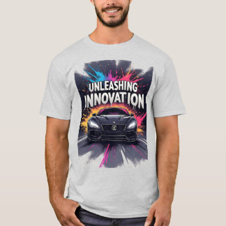 Futuristisk bil neonstänk innovationskonst t shirt