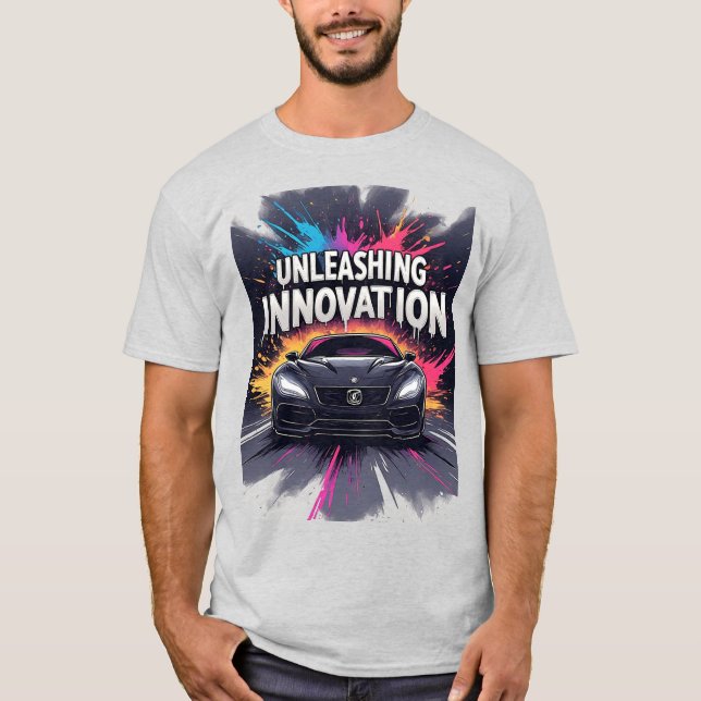 Futuristisk bil neonstänk innovationskonst t shirt (Framsida)