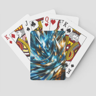 Futuristisk Blå Guld Abstrakt Metallisk Geometrisk Casinokort