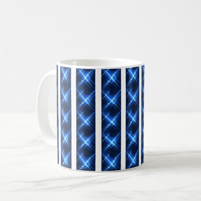 Futuristisk blå randig stjärna kaffemugg (Framsida vänster)