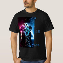 Futuristisk Cyber-Gamer Neon Blå & Rosa T-Shirt