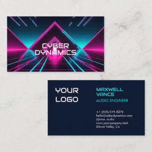 Futuristisk Cyber Tech Neon Synthwave Dj Visitkort