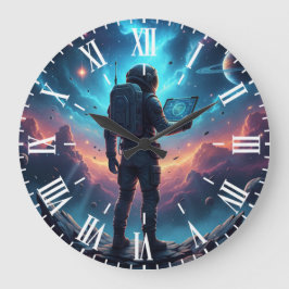 Futuristisk Cyberpunk-Astronaut Nebula Rymden Unik Stor Klocka