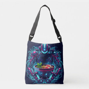 Futuristisk Cyberpunk Robot Neon Mat Ramen Axelväska