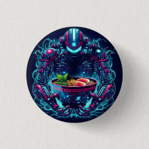Futuristisk Cyberpunk Robot Neon Mat Ramen Knapp