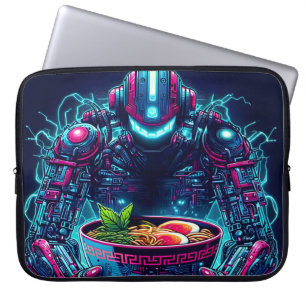 Futuristisk Cyberpunk Robot Neon Mat Ramen Laptop Fodral