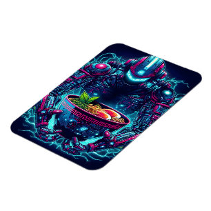 Futuristisk Cyberpunk Robot Neon Mat Ramen Magnet