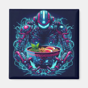 Futuristisk Cyberpunk Robot Neon Mat Ramen Magnet