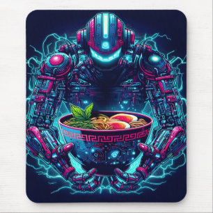 Futuristisk Cyberpunk Robot Neon Mat Ramen Musmatta