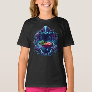 Futuristisk Cyberpunk Robot Neon Mat Ramen T Shirt