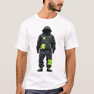 Futuristisk Cyberpunk Techwear Neon Grön Taktisk T Shirt