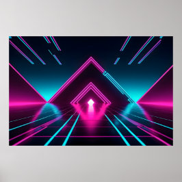 Futuristisk Cyberpunk Triangelportal Geometrisk Poster