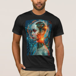 Futuristisk Cyborg Neural Nätverk Sci-Fi Tech T Shirt