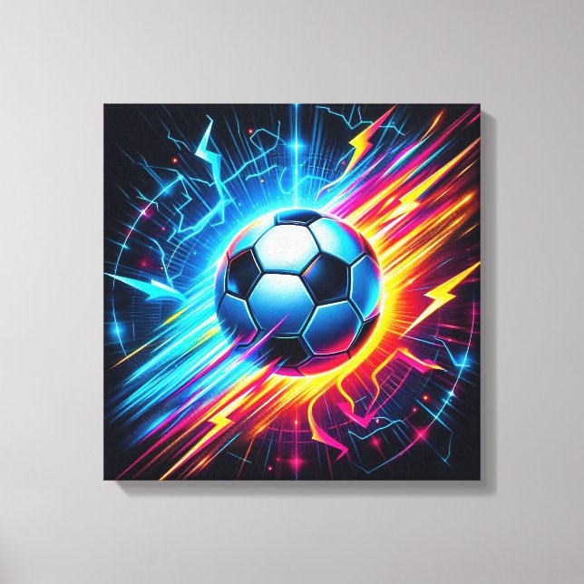 Futuristisk elektrisk fotboll Lightning Canvastryck (Framsida)