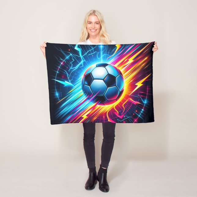 Futuristisk elektrisk fotboll Lightning Fleecefilt (På plats)