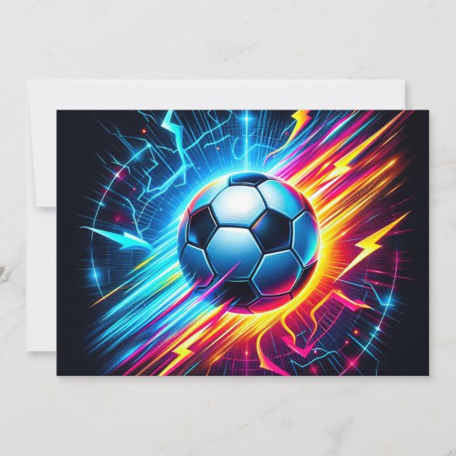 Futuristisk elektrisk fotboll Lightning Julkort (Framsida)