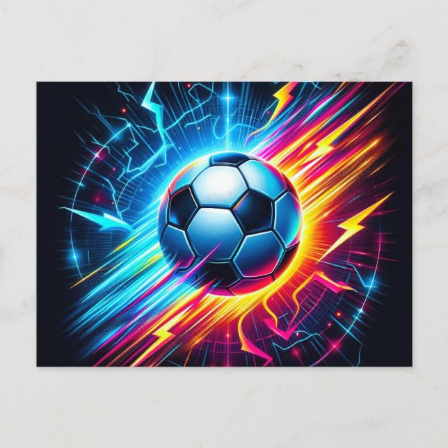 Futuristisk elektrisk fotboll Lightning Meddelande Vykort (Framsida)