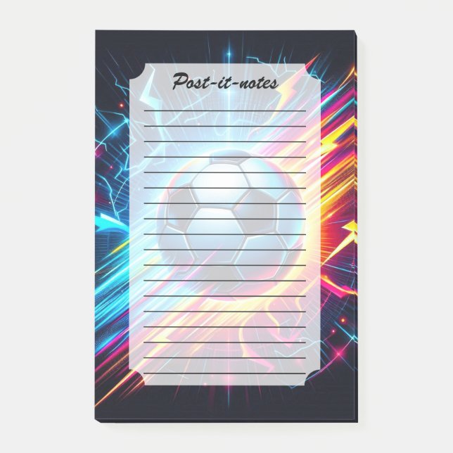 Futuristisk elektrisk fotboll Lightning Post-it Block (Framsida)