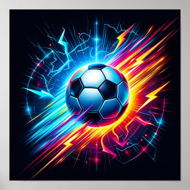 Futuristisk elektrisk fotboll Lightning Poster (Framsidan)