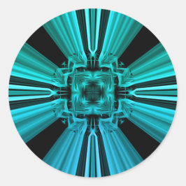 Futuristisk Elektrisk Plasma Fraktal Design Runt Klistermärke