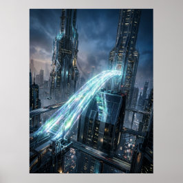 Futuristisk energibrückstadskonst poster