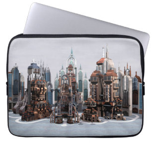 Futuristisk Fantasy Stad Sci Fi Siluett Konst Laptop Sleeve