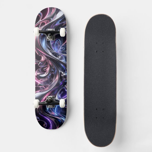 Futuristisk flytande mosaik skateboard -  3D Abstr (Framsida)
