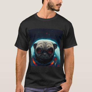 Futuristisk Galaktisk Allvarlig Rymd Mops Konstnär T Shirt