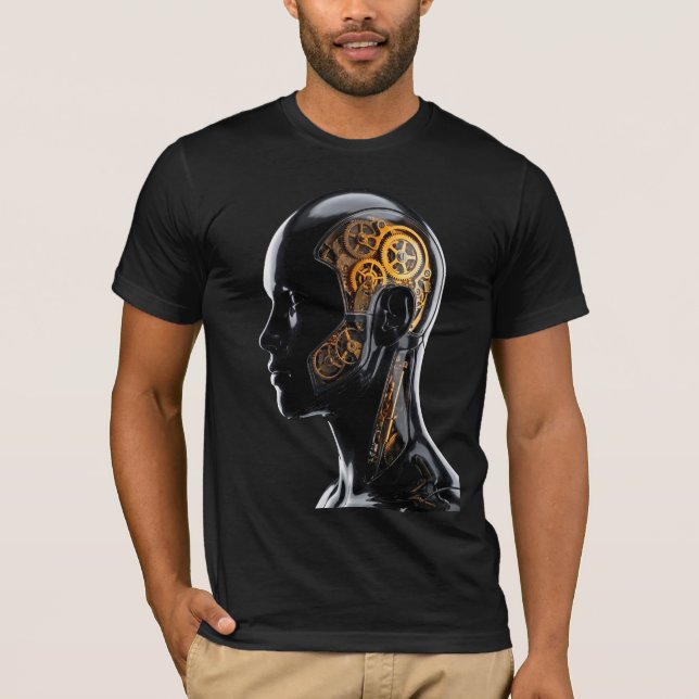 Futuristisk Guldklocka Cyborg Neo Deco T Shirt (Framsida)